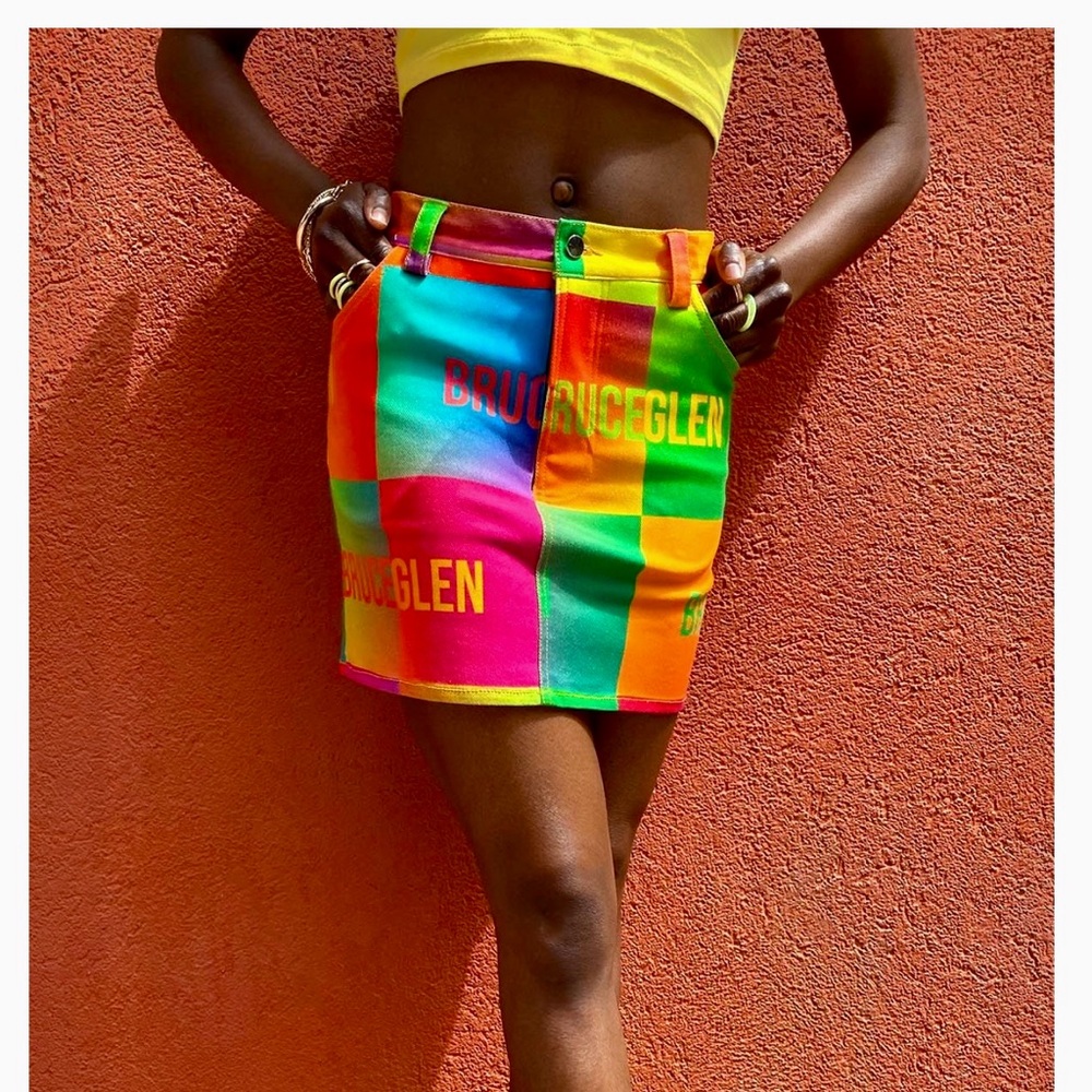 Bruce Glen Happy Logo Mini Skirt Multicolored Size 38